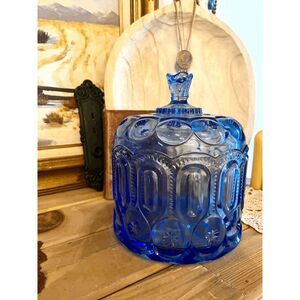 L.E. Smith Mould Weishar Moon and Star Glass Crystal Kimberlite Large Jardiniere